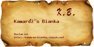 Kamarás Bianka névjegykártya